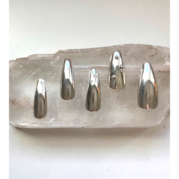 Sterling Silver Nails, Nail Art, Press-On Nails, Jewelry Accessories, Custom - Picture 1 of 9